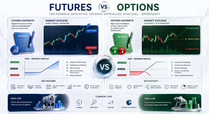 Futures vs Options Comparison Table - Key Differences Between F&O Contracts for Indian Traders